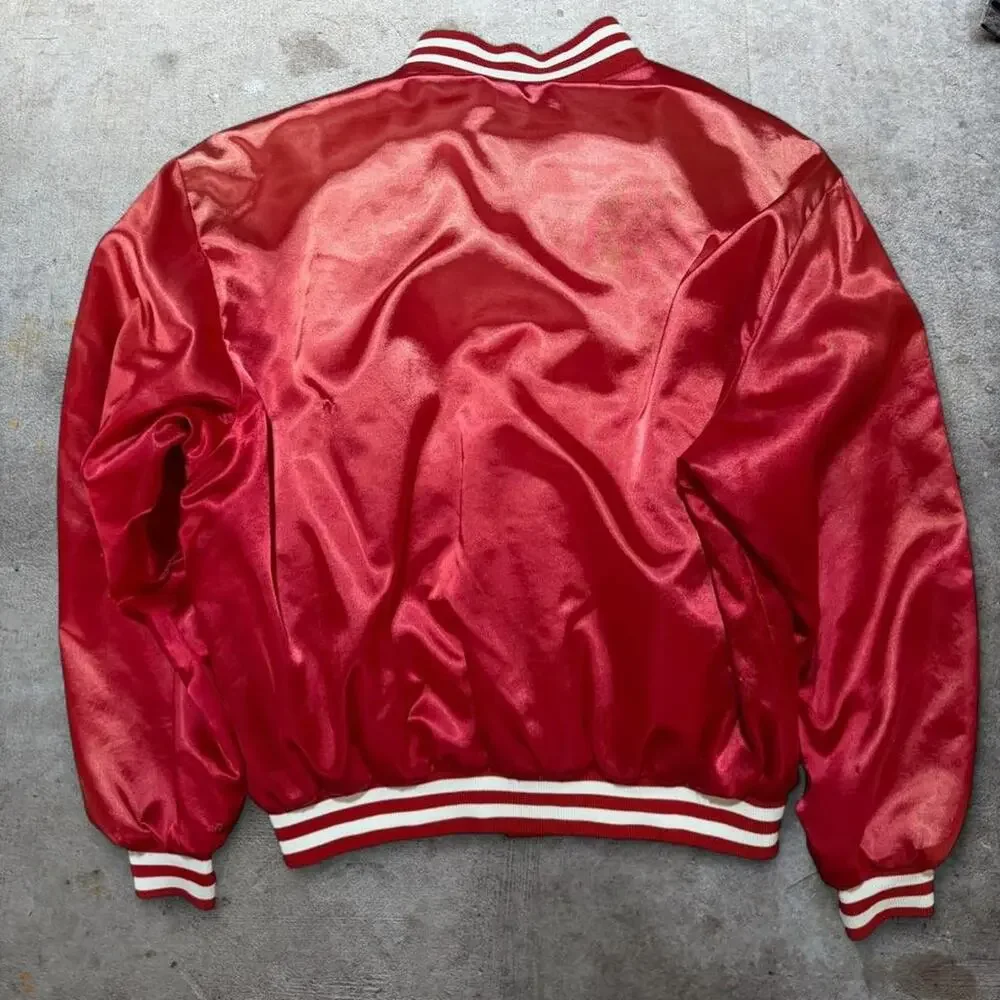 Vintage 80s 90s swingster red nylon letterman jacket